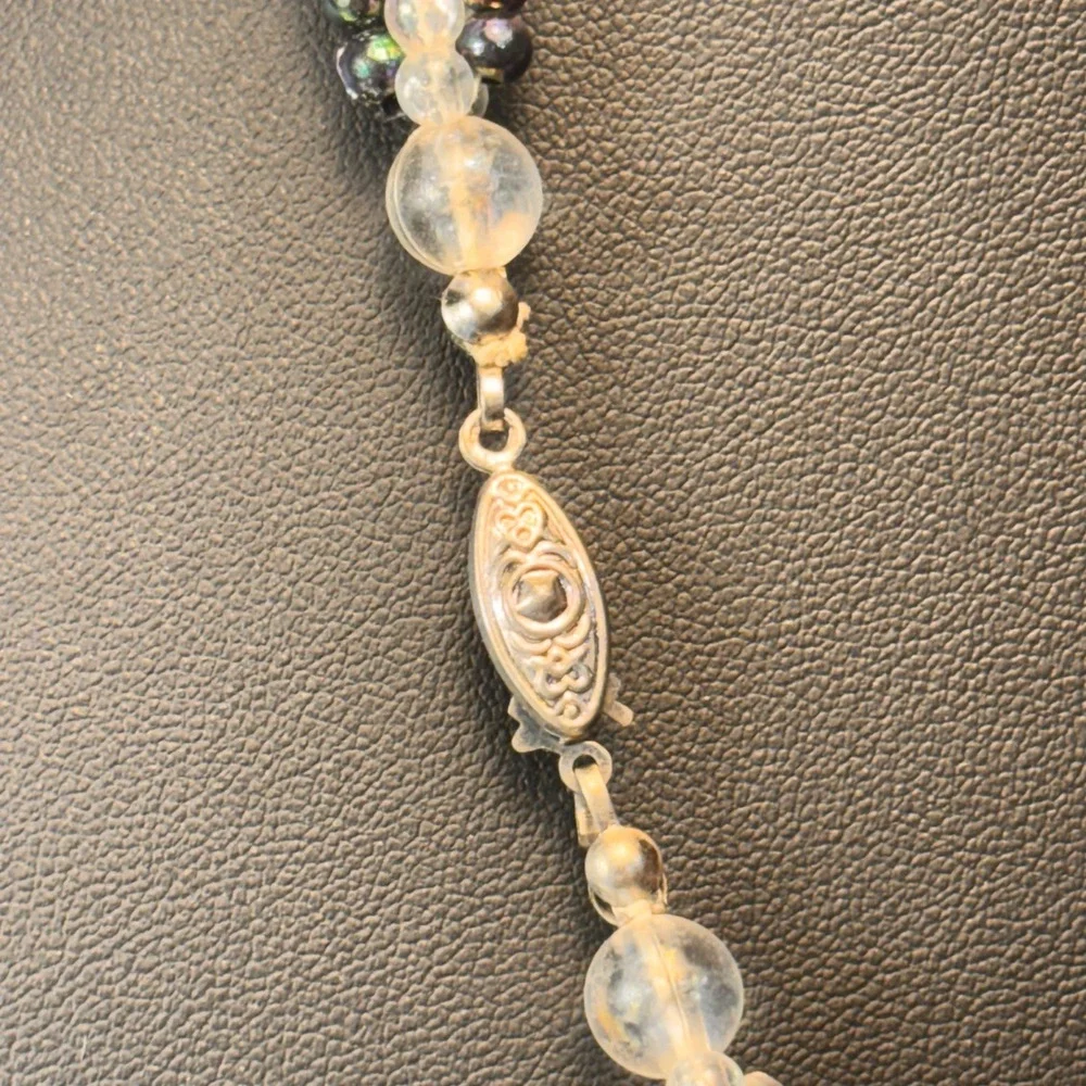Disney Frozen Elsa Necklace Set Silver Purple Glass Bead Twisted Kidcore Boho